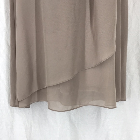 Le Bos taupe cream sleeveless dress flirty front layered hemline 14 - Picture 8 of 10